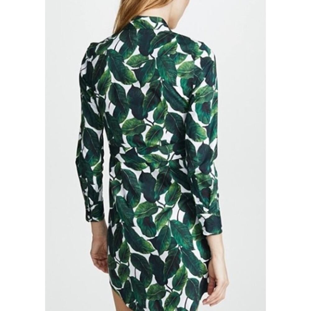 MILLY Banana Leaf West Long Sleeve Mini Shirt Dress Women’s Size 4 - Picture 2 of 8